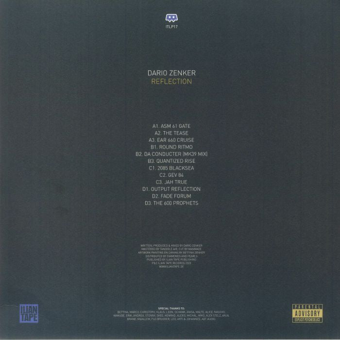 Dario Zenker – Reflection (2xLP, Ilian Tape, 2023) Back Cover