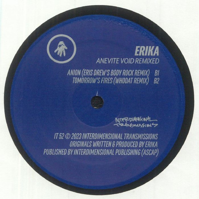 Erika – Anevite Void Remixed (12", Interdimensional Transmissions, 2023) Back Cover