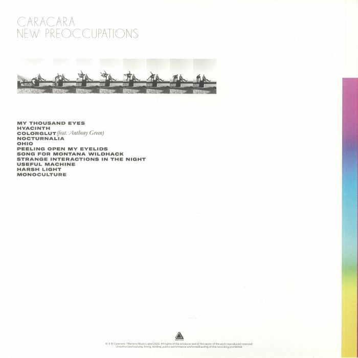 Caracara – New Preoccupations (LP, Pink, Memory Music, 2022) Back Cover