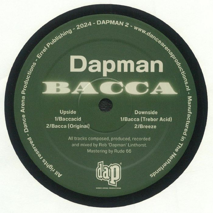 Dapman – Bacca (12", Dance Arena Productions (DAP), 2024) Back Cover