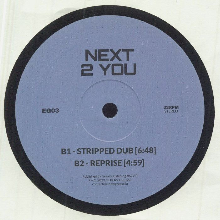 Dave Aju & The Invisible Art Trio – Next 2 You (12", Elbow Grease, 2023) Back Cover