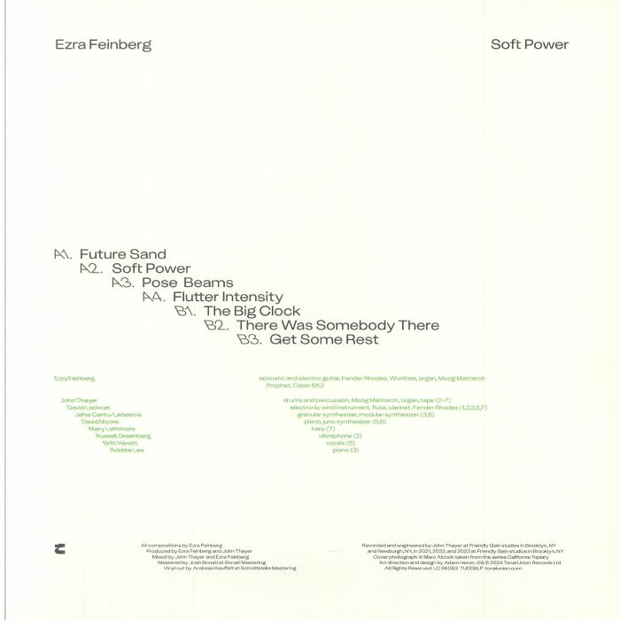 Ezra Feinberg – Soft Power (LP, Tonal Union, 2025) Back Cover