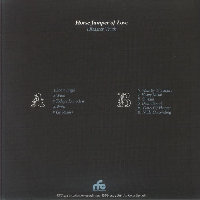 Horse Jumper of Love – Disaster Trick (LP, Run For Cover Records, 2024) Back Cover