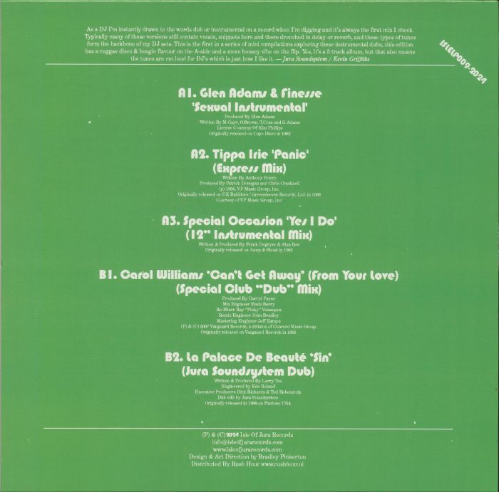 Various – Instrumental Dubs #1 (12", Isle Of Jura, 2024) Back Cover