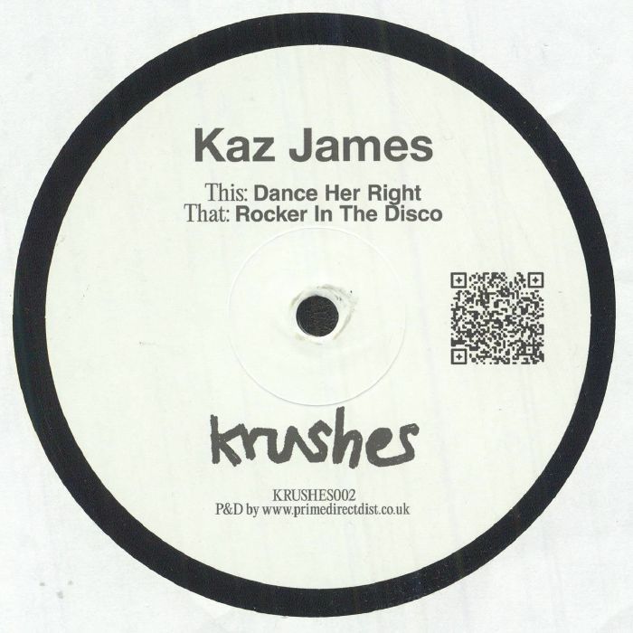 Kaz James – Rocker In The Disco / Dance Her Right (12", Krushes, 2025) Back Cover