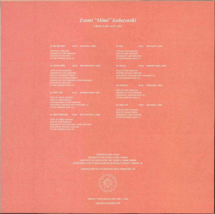 Izumi “Mimi” Kobayashi – Choice Cuts 1978-1983 (LP, Time Capsule, 2024) Back Cover