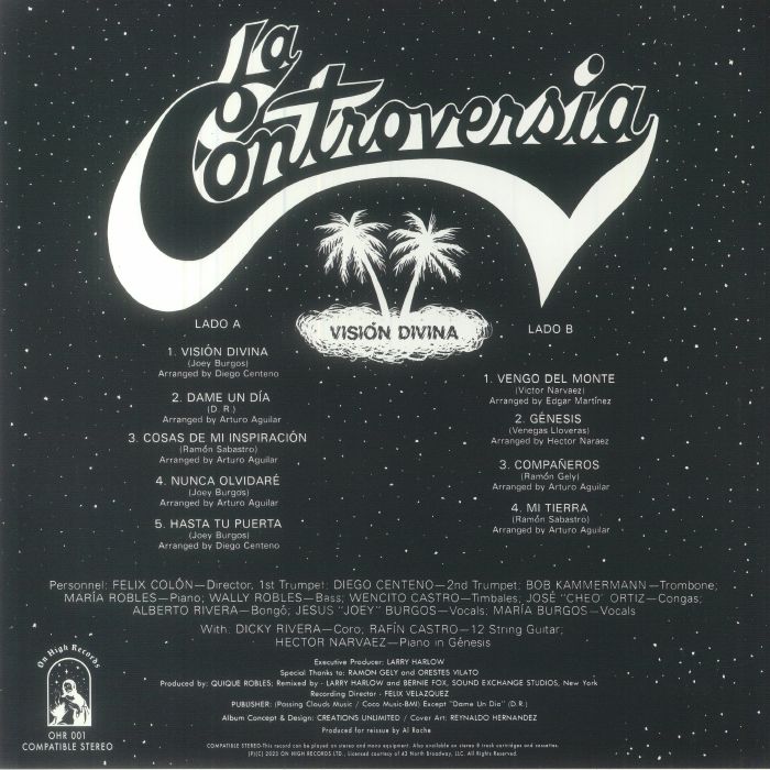 La Controversia – Visión Divina (LP, On High Records, 2023) Back Cover