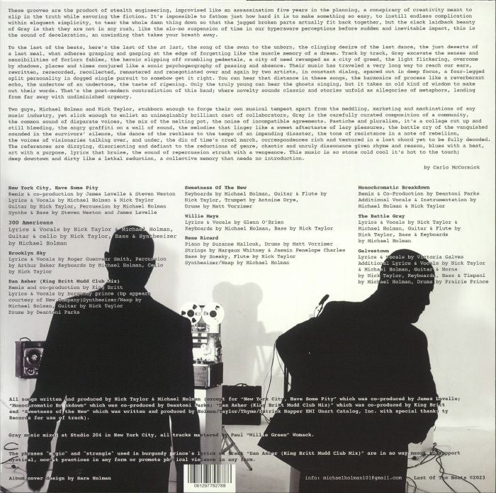 Gray – Last Of The Beats (LP, Plush Safe Records, 2024) Back Cover