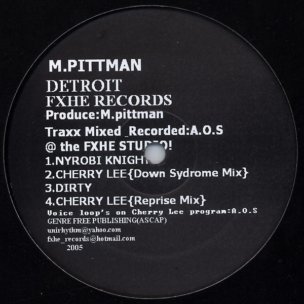 M.Pittman – M. Pittman EP (12", FXHE Records, 2005) Front Cover
