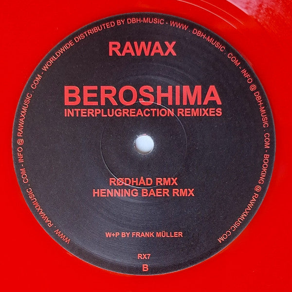 Beroshima – Interplugreaction Remixes (12", Red Translucent, Rawax, 2024) Back Cover