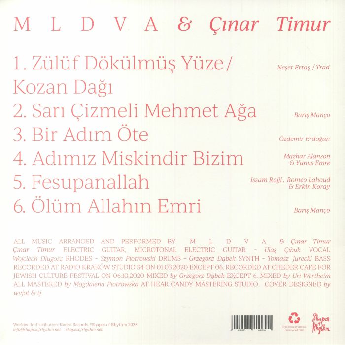 MLDVA Çınar Timur – MLDVA & Çınar Timur (LP, Shapes Of Rhythm, 2023) Back Cover