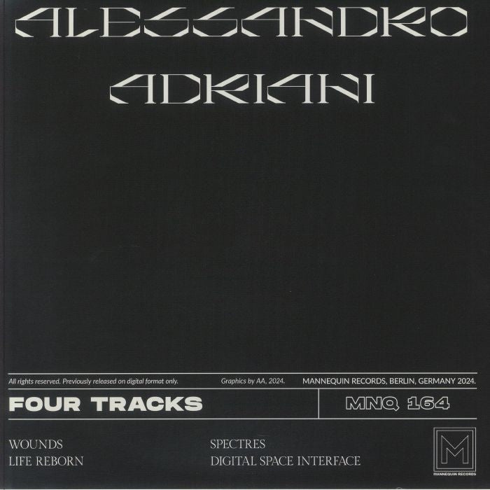 Alessandro Adriani – Four Tracks (12", Clear, Mannequin, 2024) Back Cover