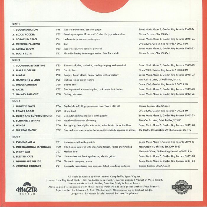 Peter Thomas Sound Orchestra – The Tape Masters Vol. 1 - Library Music (2x10", Mocambo, 2024) Back Cover