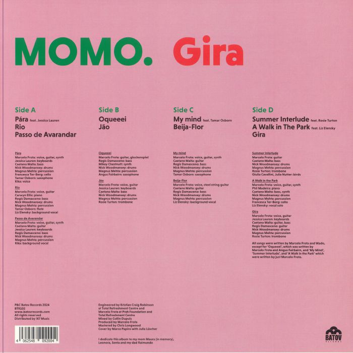 MOMO. – Gira (LP, Batov Records, 2024) Back Cover