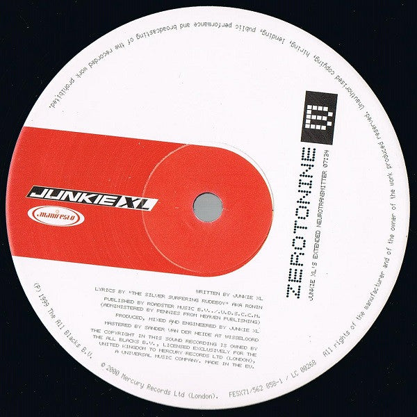 Junkie XL – Zerotonine (12", Manifesto, 2000) Image 4