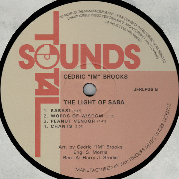 Cedric "Im" Brooks , The Light Of Saba – The Light Of Saba (LP, Total Sounds, 2026) Image 4