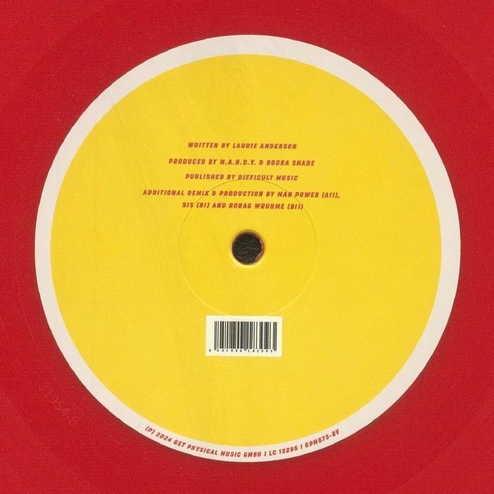 M.A.N.D.Y. Vs Booka Shade Laurie Anderson – O Superman (12", Red, Get Physical Music, 2024) Back Cover