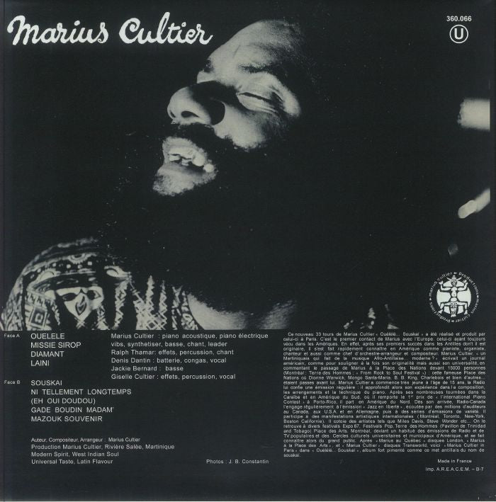 Marius Cultier – Ouelele Souskai (LP, Eating Standing, 2025) Back Cover