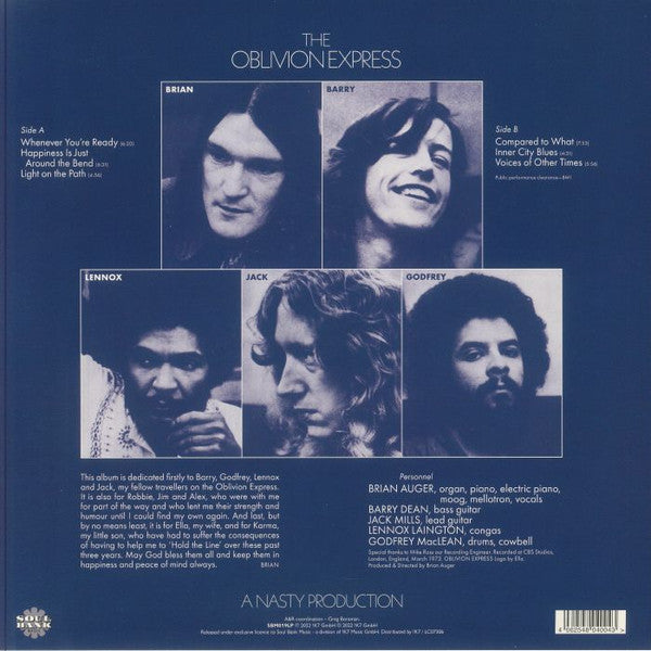 Brian Auger's Oblivion Express – Closer To It (12", Soul Bank Music, 2023) Back Cover