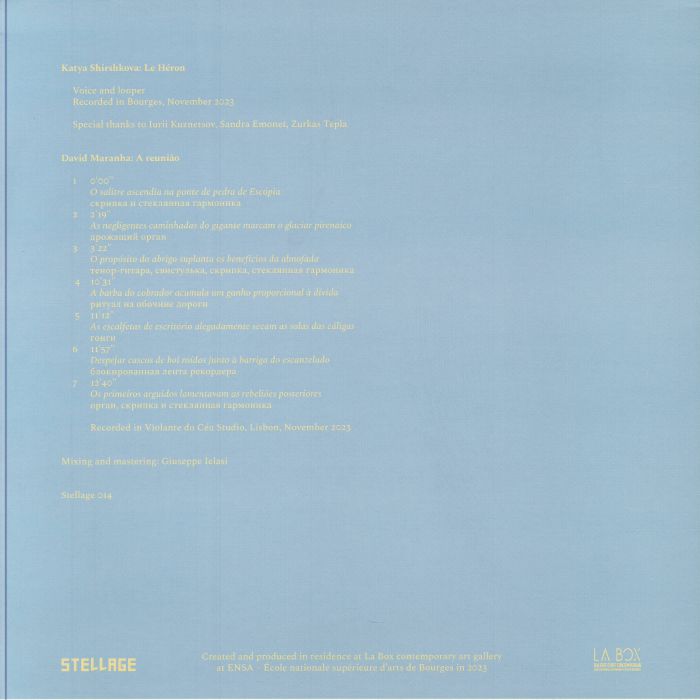Katya Shirshkova David Maranha – Le Heron / A Reunião (LP, STELLAGE, 2024) Back Cover