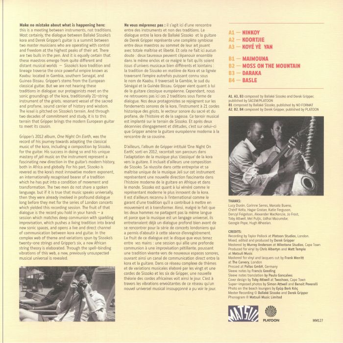 Ballaké Sissoko Derek Gripper – Ballaké Sissoko & Derek Gripper (LP, Matsuli Music, 2024) Back Cover