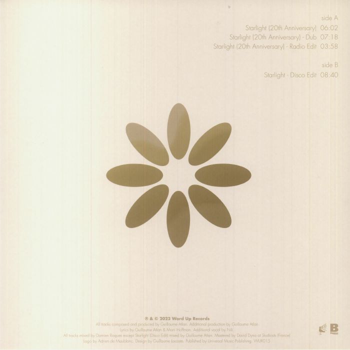 The Supermen Lovers – Starlight: 20th Anniversary (12", Word-Up Records, 2023) Back Cover