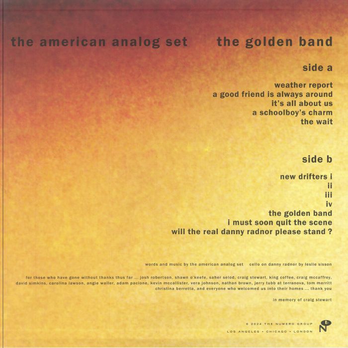The American Analog Set – The Golden Band (LP, Numero Group, 2024) Back Cover