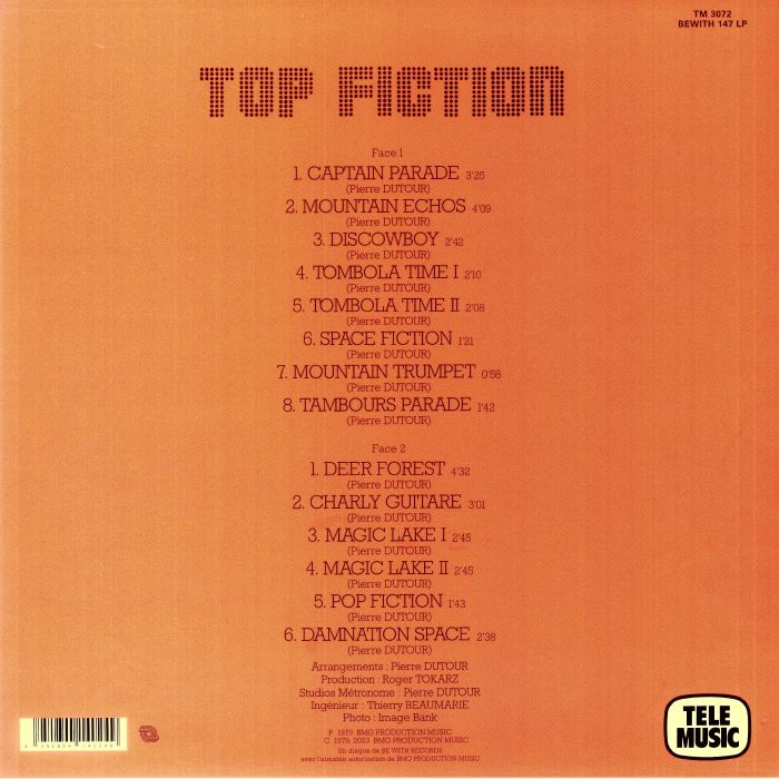 Pierre Dutour – Top Fiction (LP, Be With Records, 2023) Back Cover