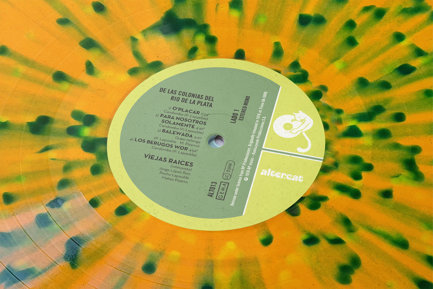 Viejas Raices – De Las Colonias Del Río De La Plata (LP, Yellow & Green Splatter, Altercat Records, 2024) Back Cover
