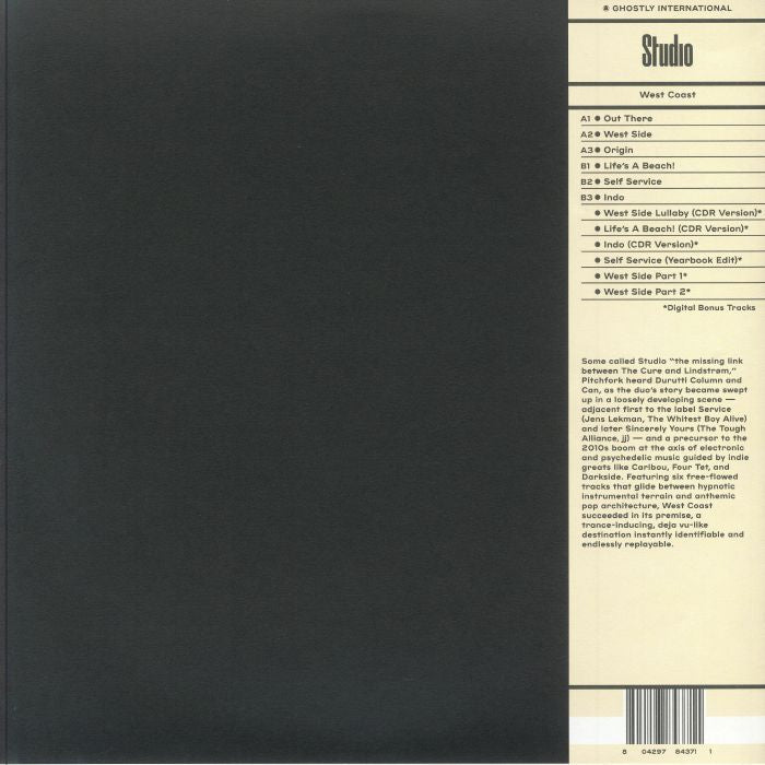 Studio – West Coast (LP, Ghostly International, 2025) Back Cover