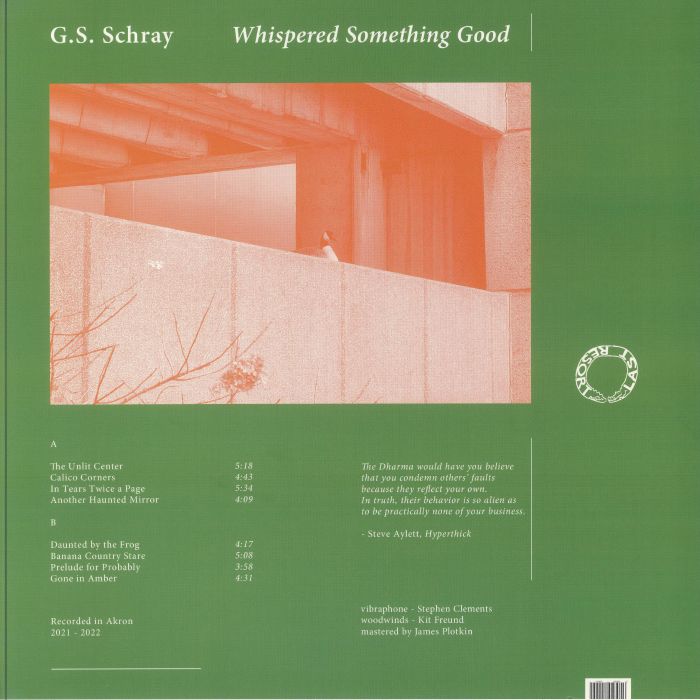 G.S. Schray – Whispered Something Good (LP, Last Resort, 2024) Back Cover
