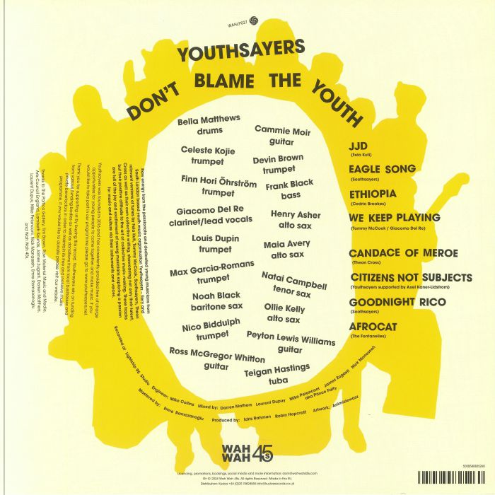 Youthsayers – Don't Blame the Youth (LP, Wah Wah 45s, 2024) Back Cover