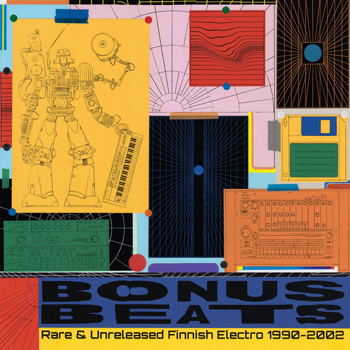 Various – Bonus Beats - Rare & Unreleased Finnish Electro 1990 - 2002 (2xLP, Cold Blow, 2025) Front Cover