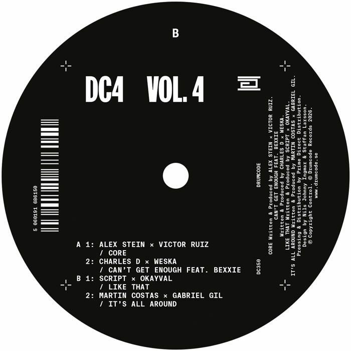Alex Stein / Victor Ruiz / Charles D / Weska / Script / Okayval / Martin Costas / Gabriel Gil – DC4 Vol 4 (12", Drumcode, 2026) Back Cover