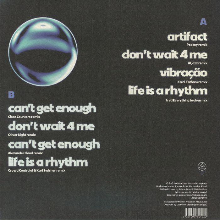 Alexander Flood – Artifactual Rhythm - Remixes (LP, Cyan Blue, Atjazz Record Company, 2026) Back Cover