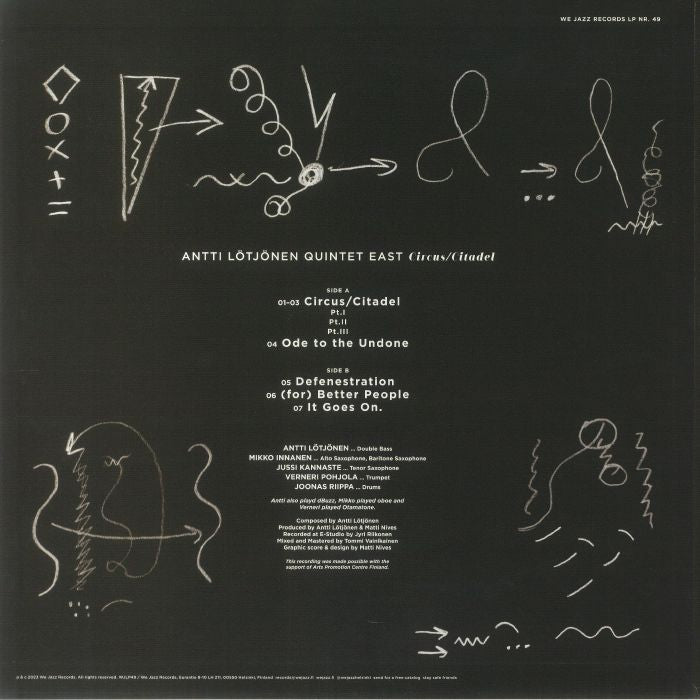 Antti Lötjönen Quintet East – Circus/Citadel (LP, We Jazz, 2023) Back Cover