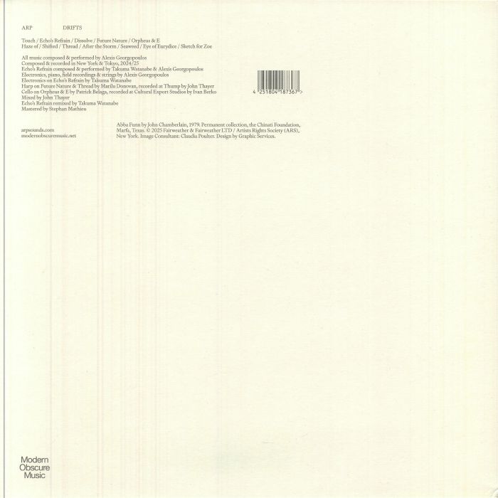 Arp – Drifts (LP, Modern Obscure Music, 2025) Back Cover