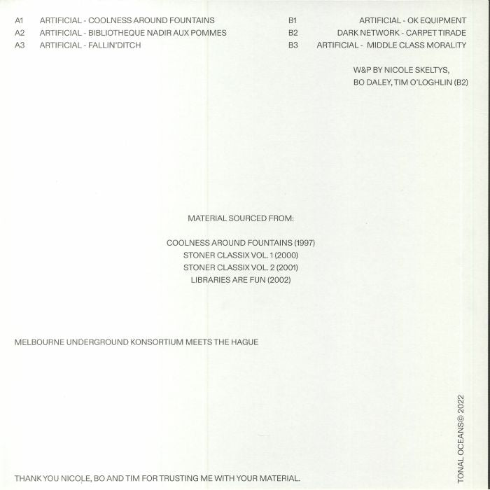Artificial , Dark Network – Stoner Classix Selected (12", Tonal Oceans, 2022) Back Cover