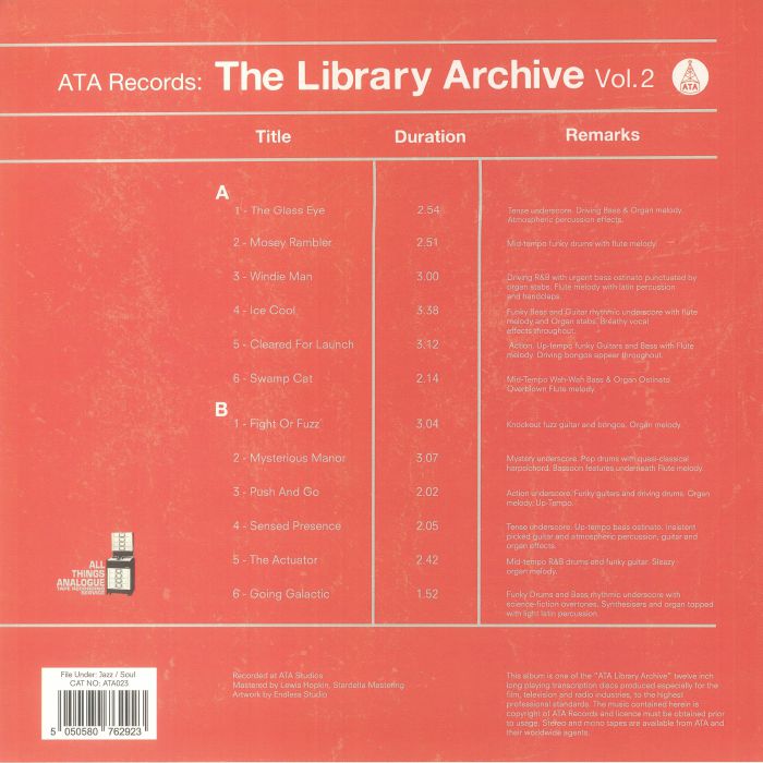 ATA Records – The Library Archive Vol. 2 (LP, Crystal Clear, ATA Records, 2021) Back Cover