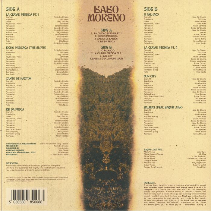 Babo Moreno – Babo Moreno (LP, Matsuka, 2025) Back Cover