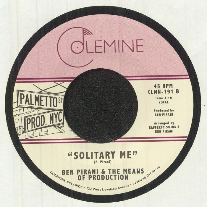 Ben Pirani & The Means of Production – More Than A Memory (7", Colemine Records, 2021) Back Cover