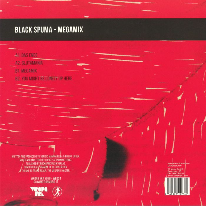 Black Spuma – Megamix (12", Wrong Era, 2026) Back Cover