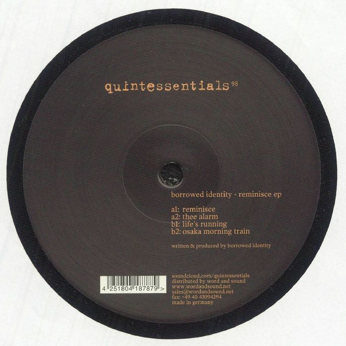 Borrowed Identity – Reminisce EP (12", Quintessentials, 2025) Back Cover