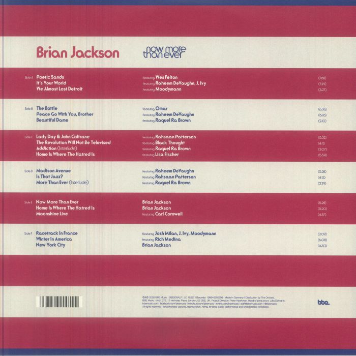 Brian Jackson – Now More Than Ever (3xLP, BBE, 2026) Back Cover