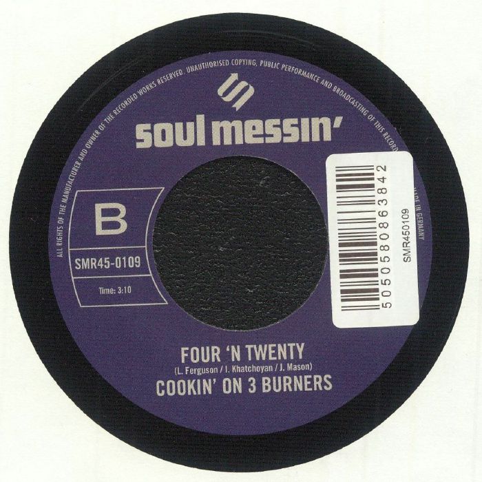 Cookin' On 3 Burners – This Girl / Four 'N Twenty (7", Soul Messin' Records, 2019) Back Cover