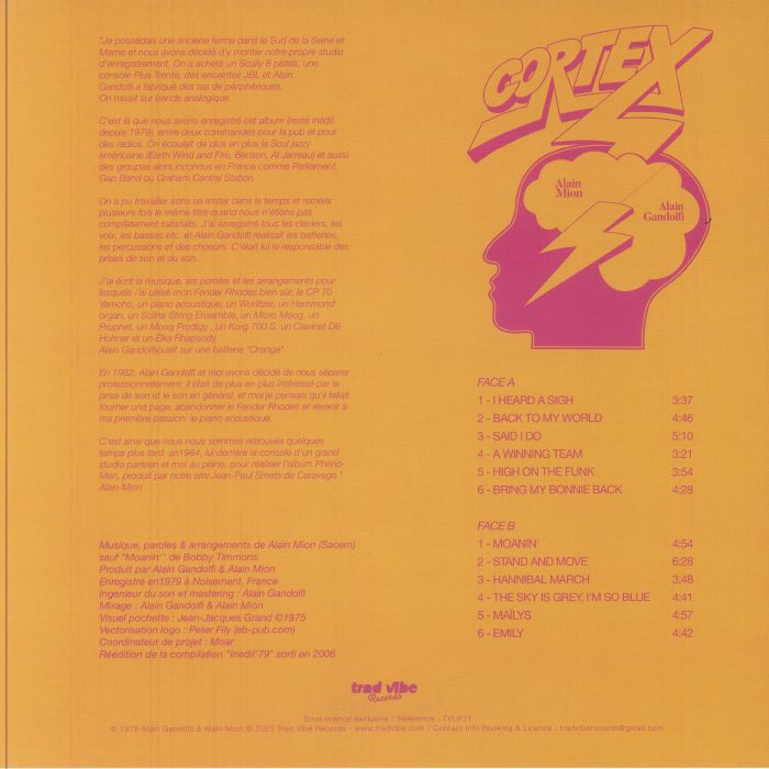 Cortex – Alain Mion Alain Gandolfi (LP, Trad Vibe, 2025) Back Cover