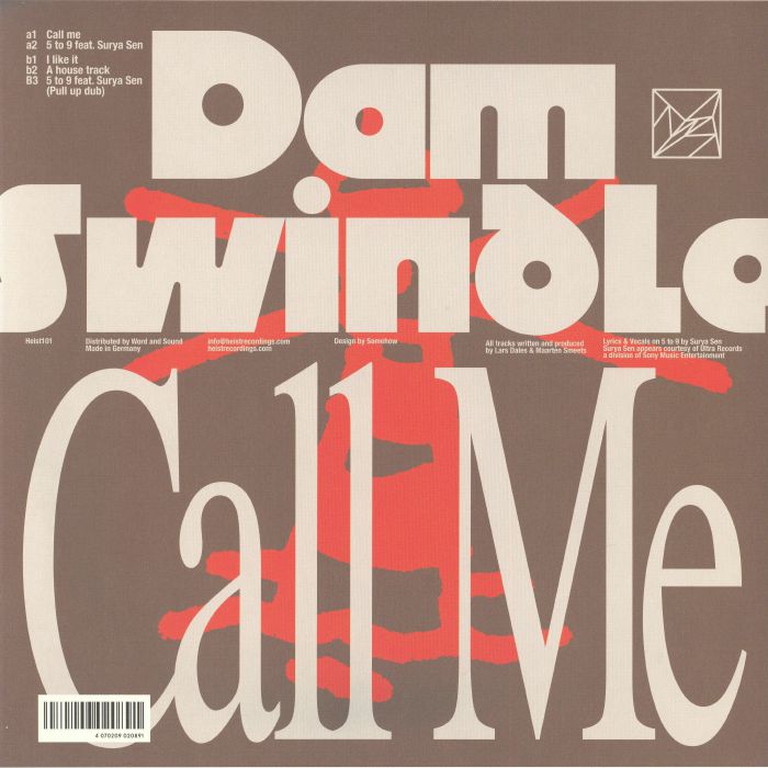 Dam Swindle – Call Me (12", Heist, 2026) Back Cover