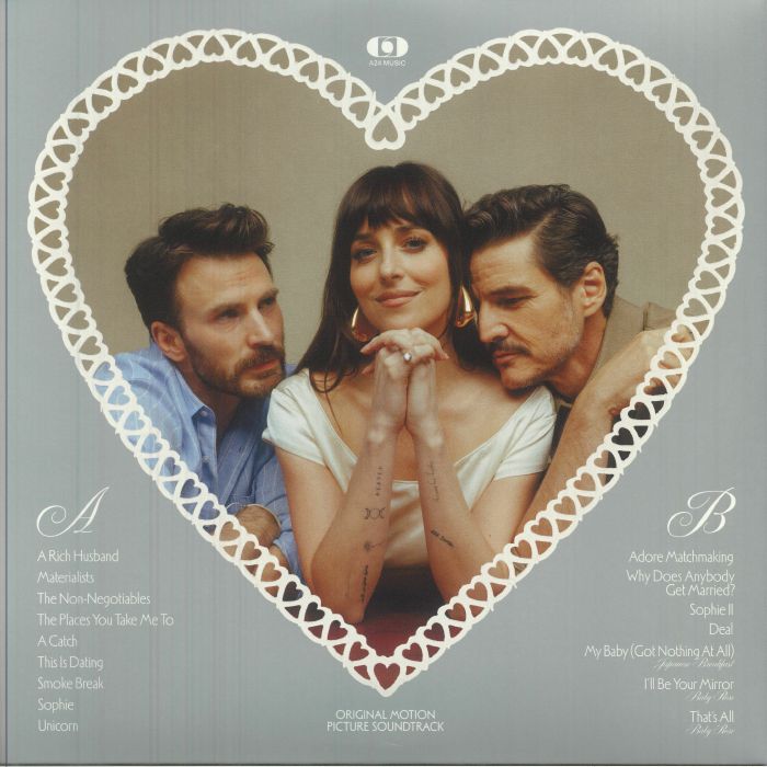 Daniel Pemberton , Japanese Breakfast , Baby Rose – Materialists (Original Motion Picture Soundtrack) (LP, Translucent Blue & White Swirl, A24 Music, 2025) back cover