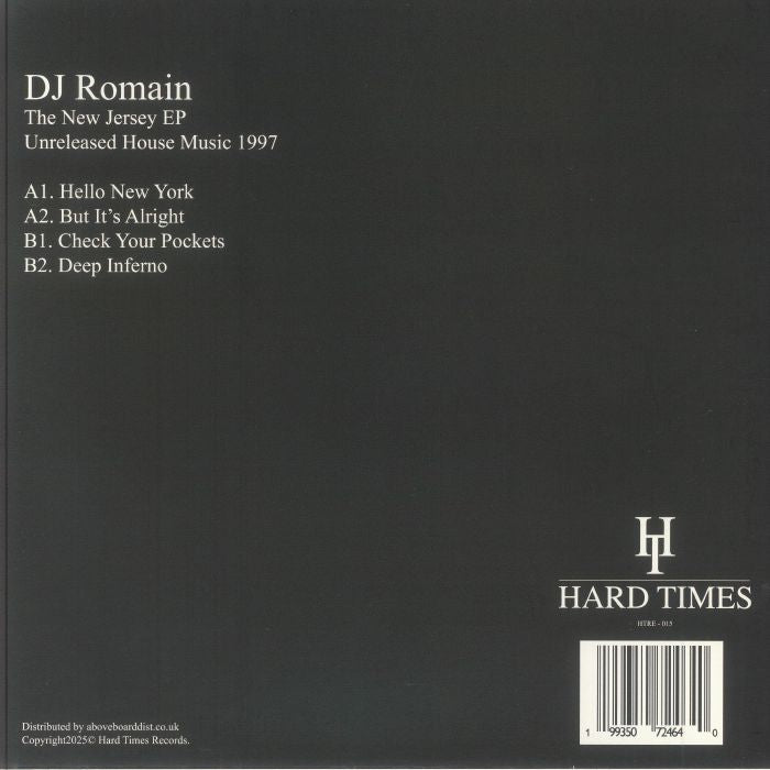 DJ Romain – The New Jersey EP (12", Hard Times, 2025) Back Cover