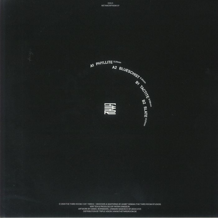 Dold – Metamorphism EP (12", The Third Room, 2024) Back Cover